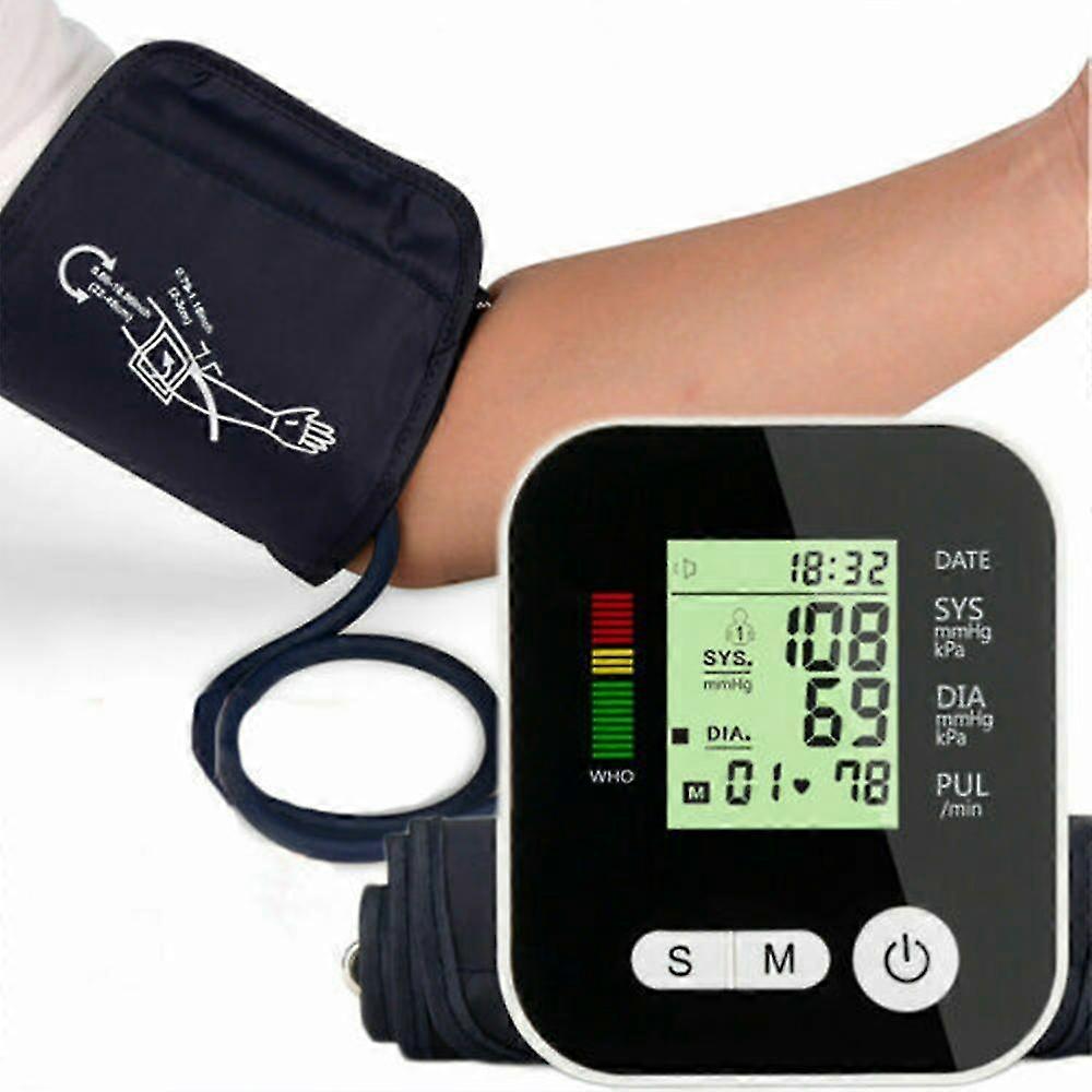 Digital Automatic Blood Pressure Monitor With Upper Arm Adjustable Large Cuff Heart Rate Measuring Meter