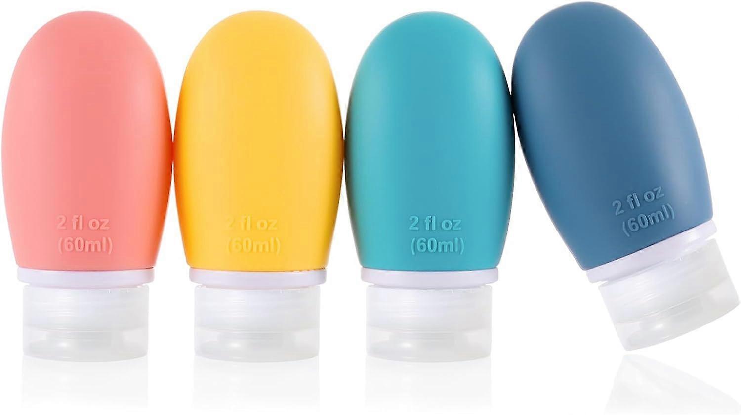 Silicone Travel Bottles,4 Pack 60ml Leak Proof Squeeze Refillable Portable Empty Travel Size Bottles Accessories Containers