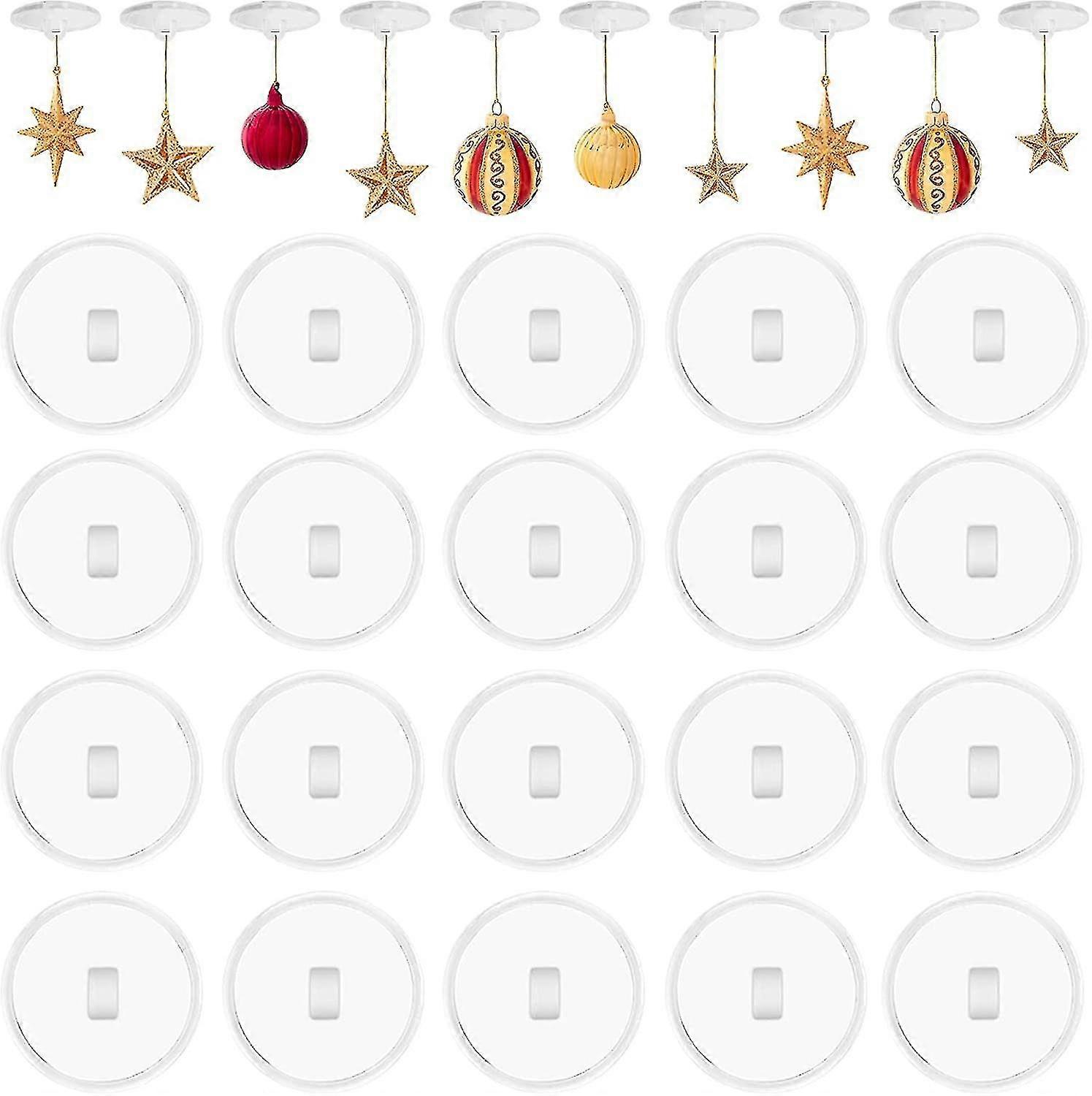 30 Pcs Transparent Self Adhesive Ceiling Hooks For Hanging Light Decorations, Ceiling Hook Suction Cup Suitable For Smooth Walls