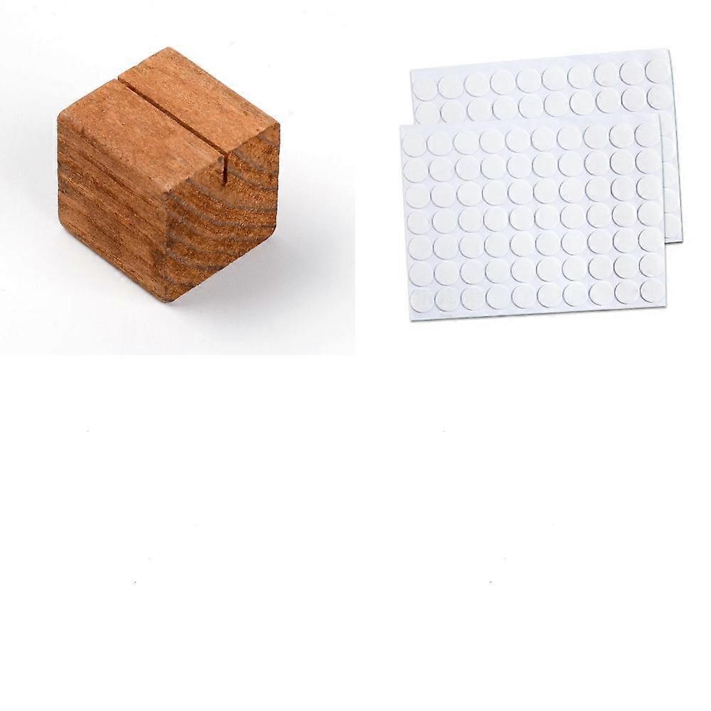 20Pcs Cube Pine Wood Cards Display Holder with 40Pcs Acrylic Double-sided Stickers Mixed Color Holder: 3x3x3cm Sticker: 10x1mm