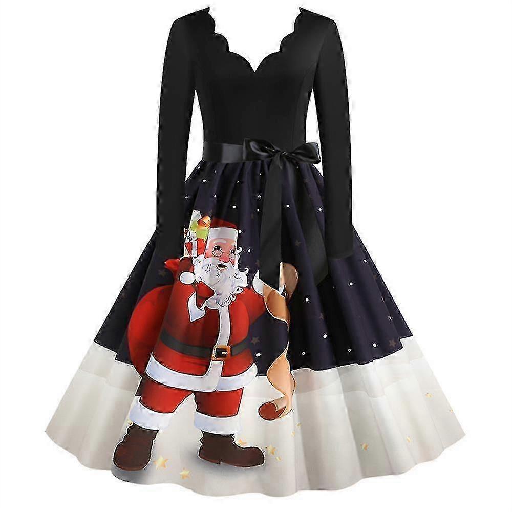 open lace back dress [Plus Size] Red & Green 1950s Christmas Snowflake Swing Dress main image 1