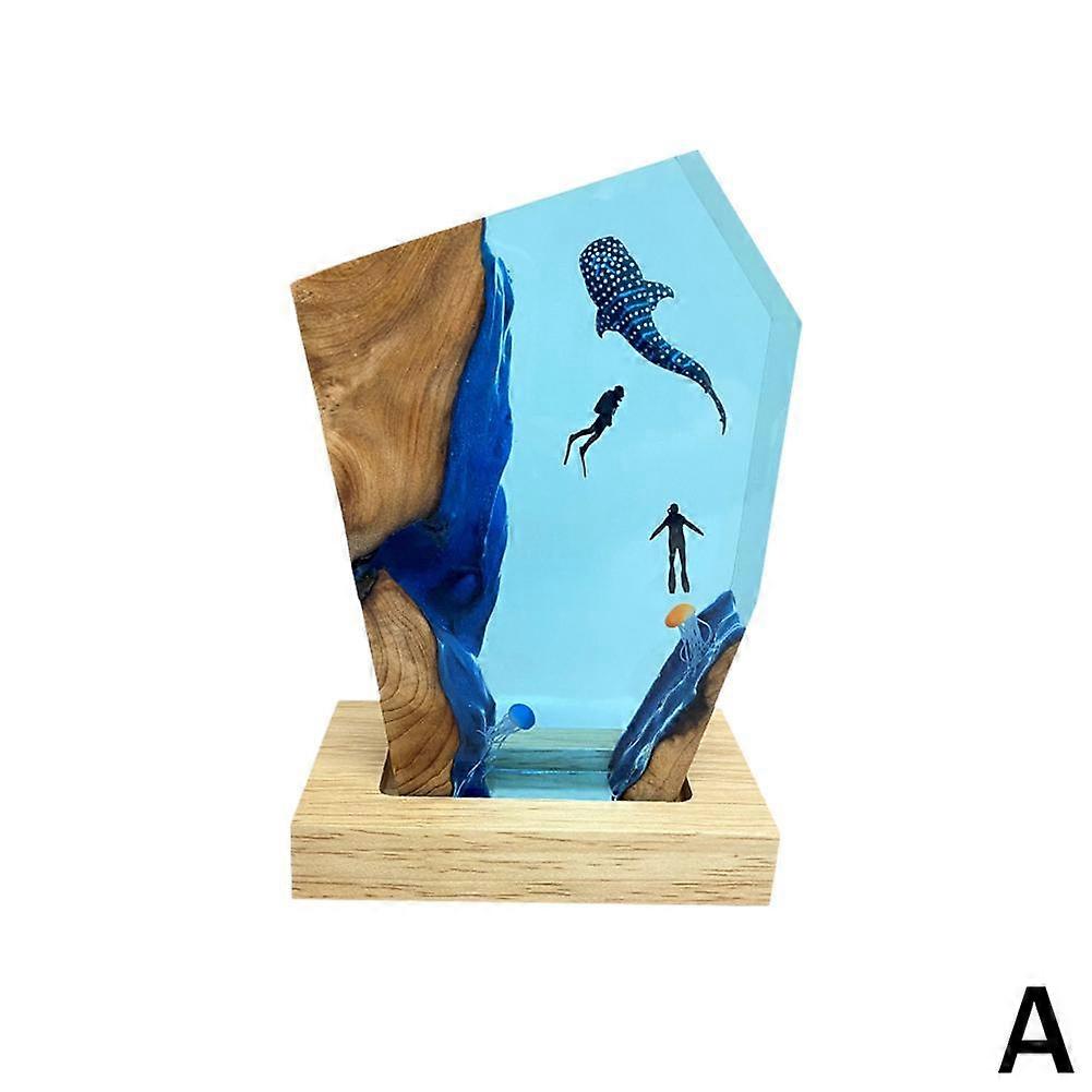 Diver Ocean Night Light, Whale Shark /Turtle Lamp Handmade Resin Night