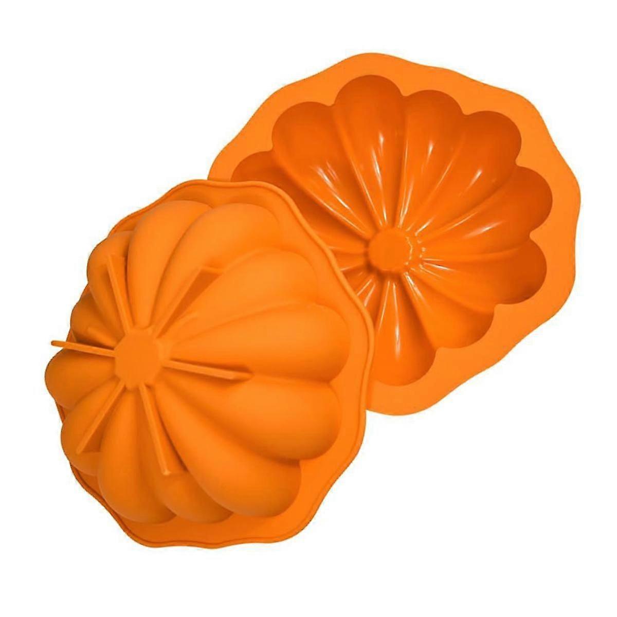 7Inch Pumpkin Shaped Mousse Mold 3D Cake Pan Silicone Mold Baking Pan, for Baking Cake Brownies Hal