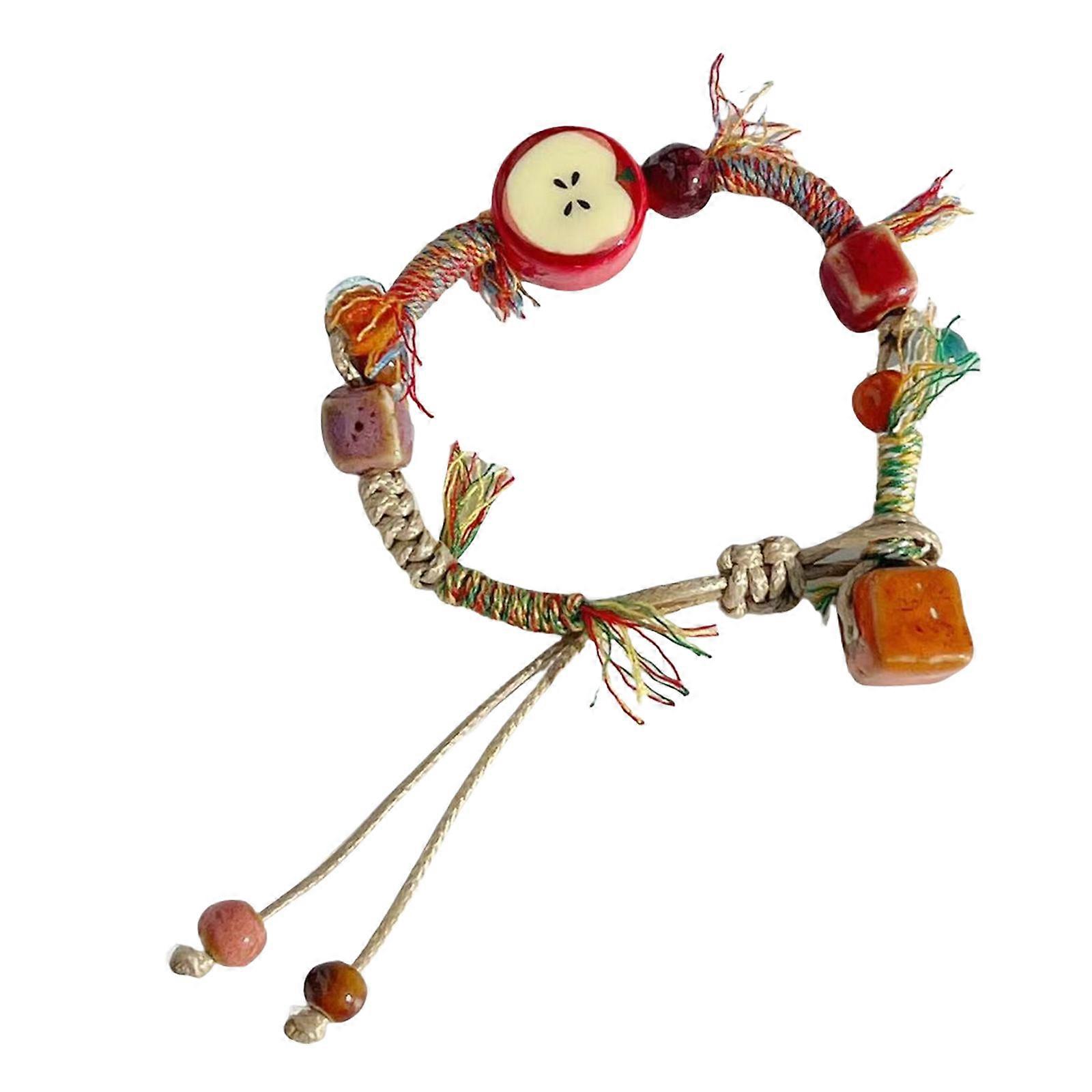 Elegant Ceramic Fruit Bracelet Handcrafted Wrist Chain for Fashionable Women and Art Enthusiasts Seeking Unique Style