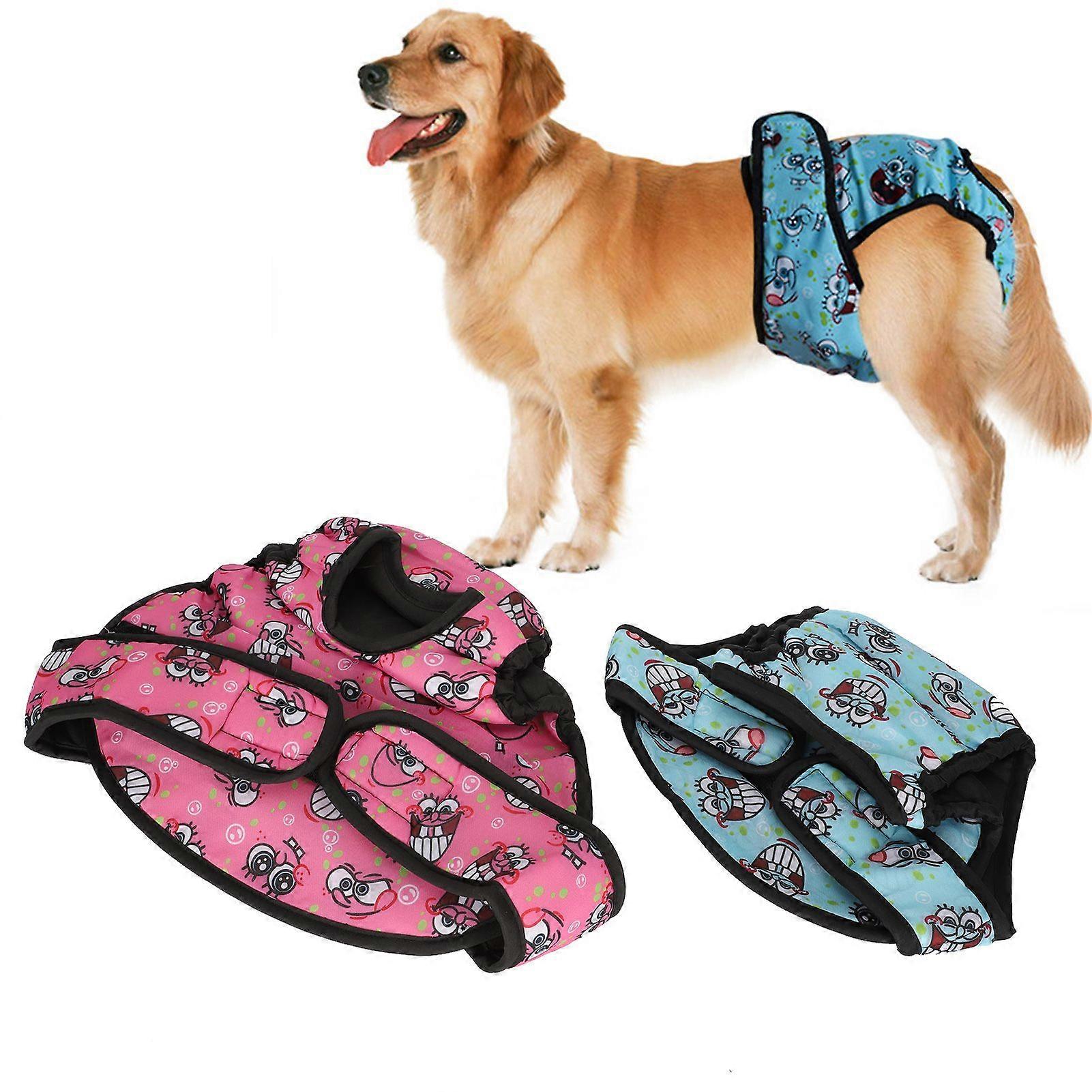 2db puha lélegző kutya fiziológiai nadrág állítható kutya kisállat fehérnemű bugyi rövidnadrág (rózsaszín kék XXL)