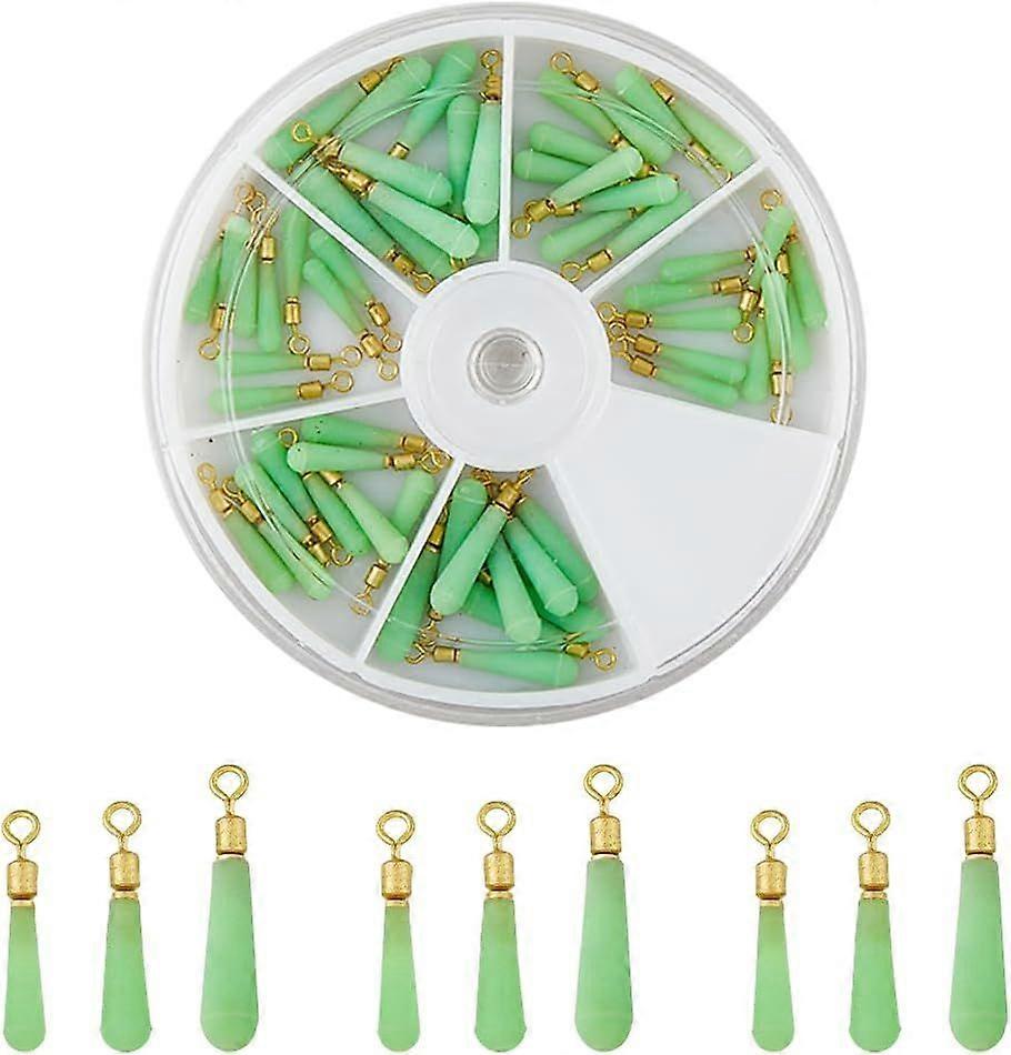60Pcs 3 Sizes Green Fishing Block Drift Rotation Floats Silicone Fishing Bobbers with Brass Findings Float Rotation Buoy Seat Tube Floats Adapters Acc