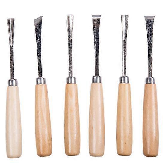 6Pcs Graving Chisels Rust-proof Anti-abrasion Stainless Steel Assorted Wood Graving Chisel Kit for Craft Making