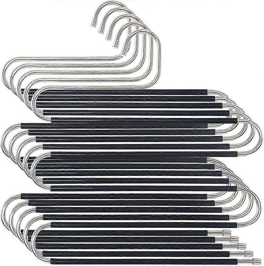 Stainless Steel Space-saving Clothes Hangers 5 Trouser Hangers, Multiple Space-saving Trouser Hangers, Non-slip Metal Trouser Rack, Closet Organizer