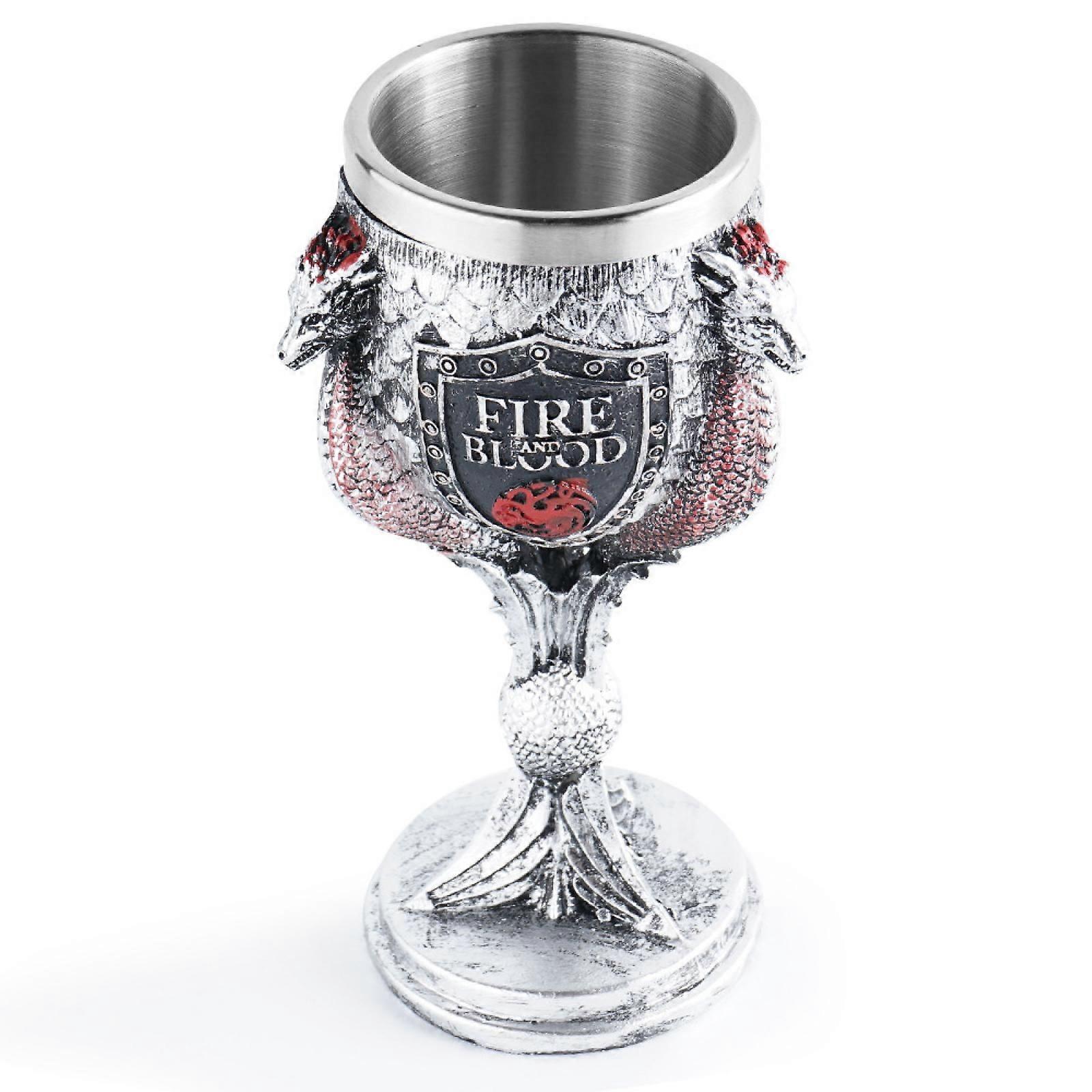 Skull Wine Goblet Chalice, Dragon Claw Chalice Cup, Skeleton Ossuary Pirate Treasure Chalice Resin Body Stainless Steel Liner Drinking Cup-Silvery