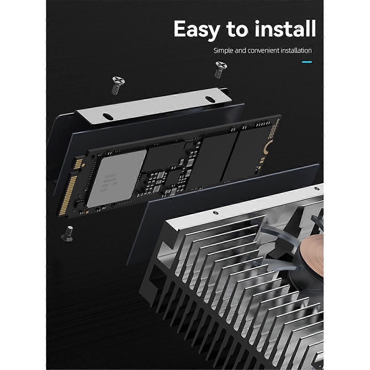 ARGB M.2 2280 SSD Heatsink with 50MM PWM Dual Fan M.2 SSD Radiator Cooler Hard Disk Heat Sink for M