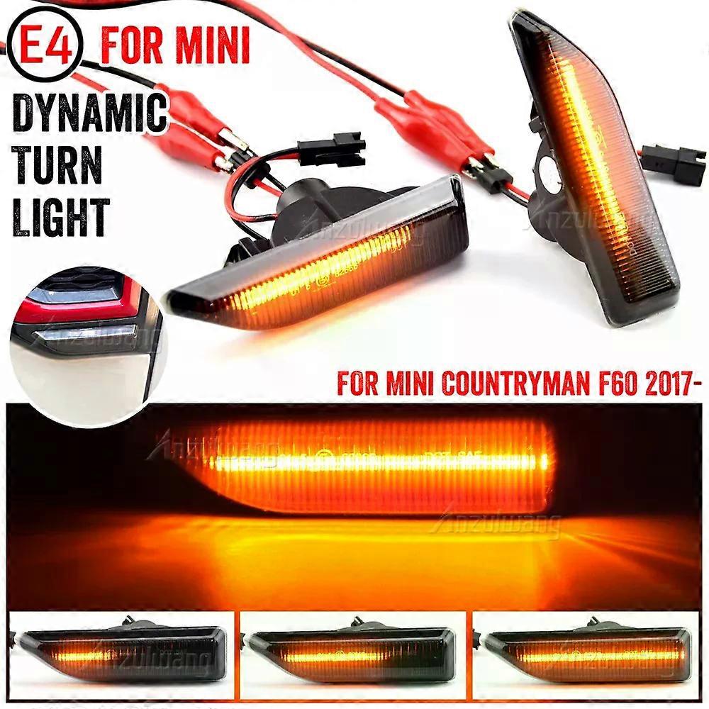 2Pcs For MINI Countryman F60 2017 2018 2019 2020 2022 Smoked Dynamic Sequential LED Side Marker Light Flowing Turn Signal Lamp