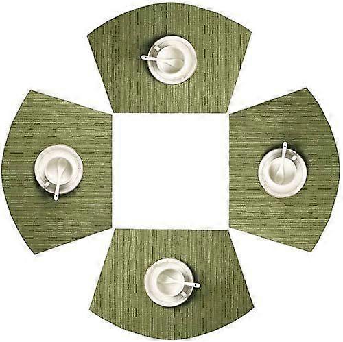Runde Tischsets Set mit 4 Keil-Tischsets hitzebeständig (4, grün)