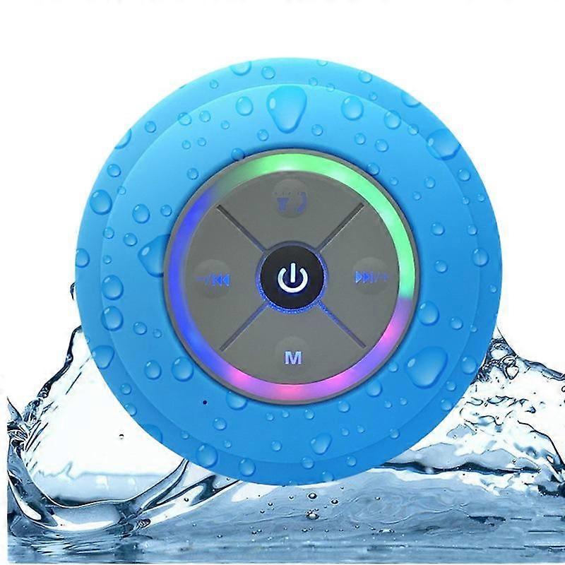 SQCLV Water Resistant Bluetooth Shower Speaker, Handsfree Portable Speakerphone, Control Buttons and Dedicated Suction Cup for Showers (Blue)
