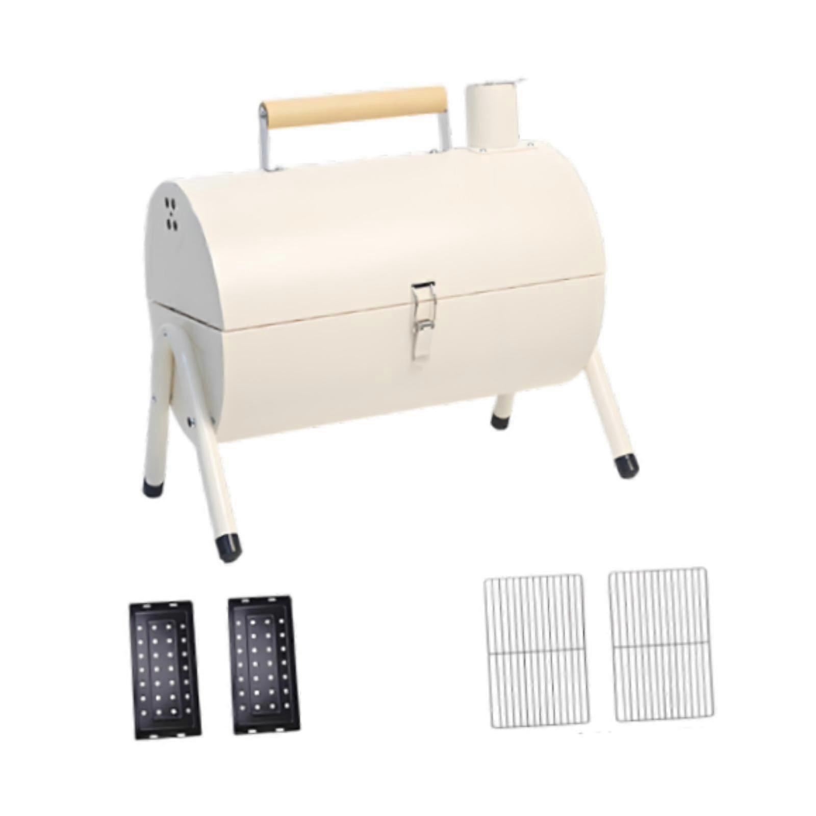 Portable Charcoal Grill Compact Heavy Duty Cooker for Backyard Party Camping White