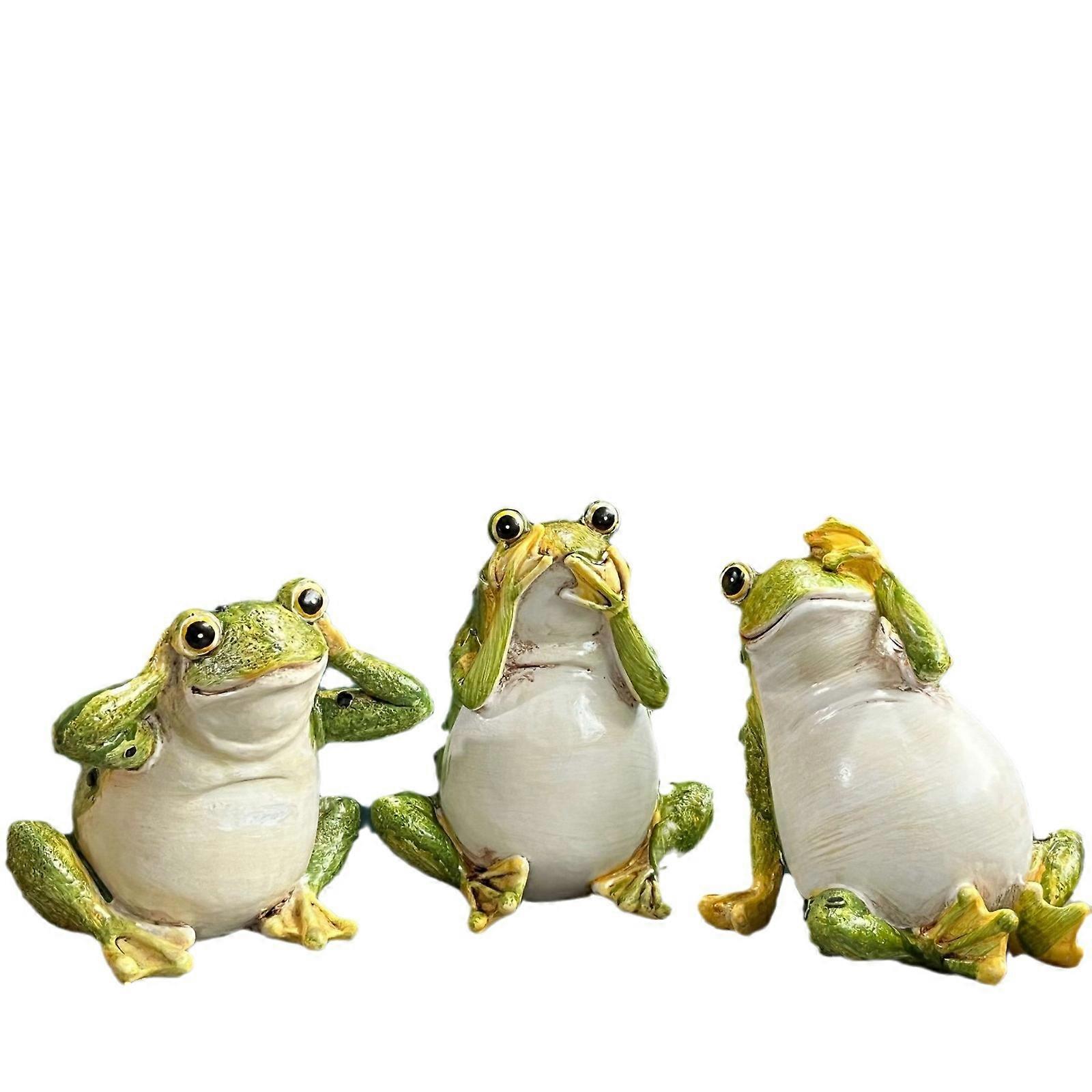 Garden simulation frog resin ornaments, set of 3