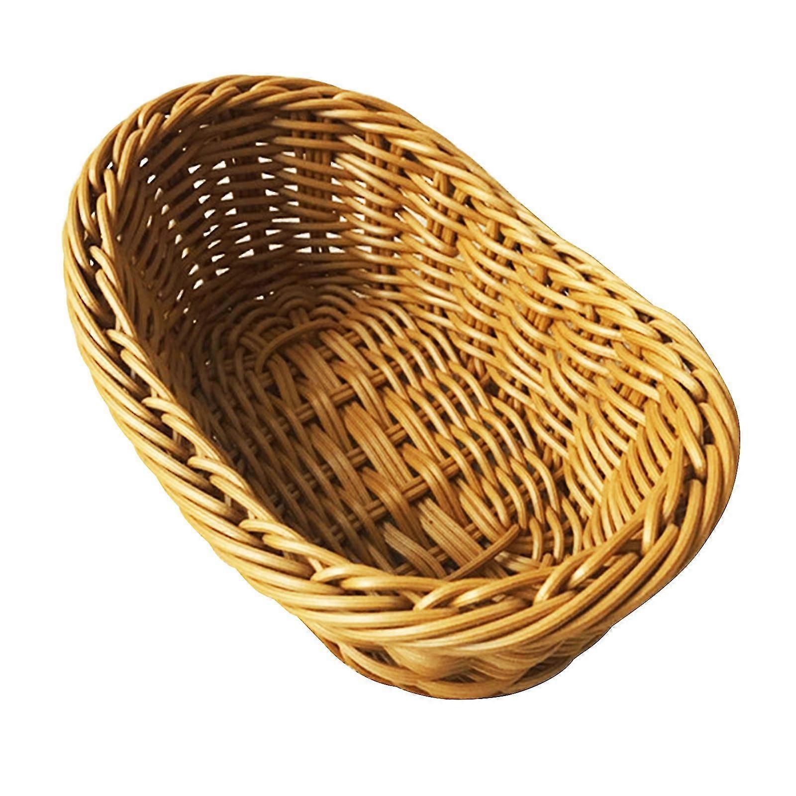 Oval Curved Rattan Wicker Woven Serving Baskets for Bread Fruit Vegetables Restaurant Serving