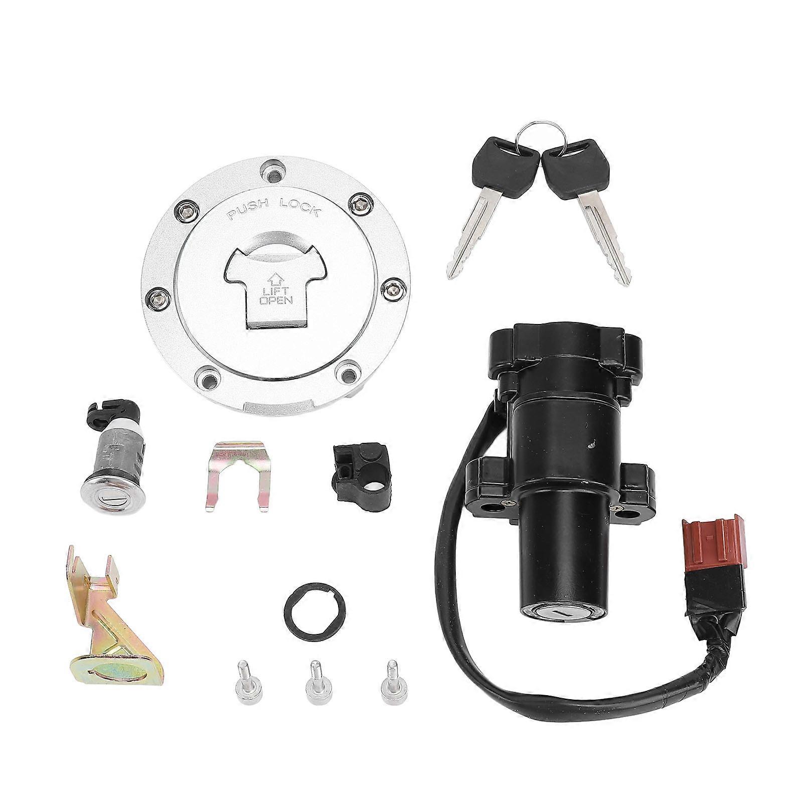 Motorcycle Ignition Switch Seat Lock Fuel Gas Tank Cap Key Set 2 Wires Plug Replacement for CBR1000RR CBR600RR