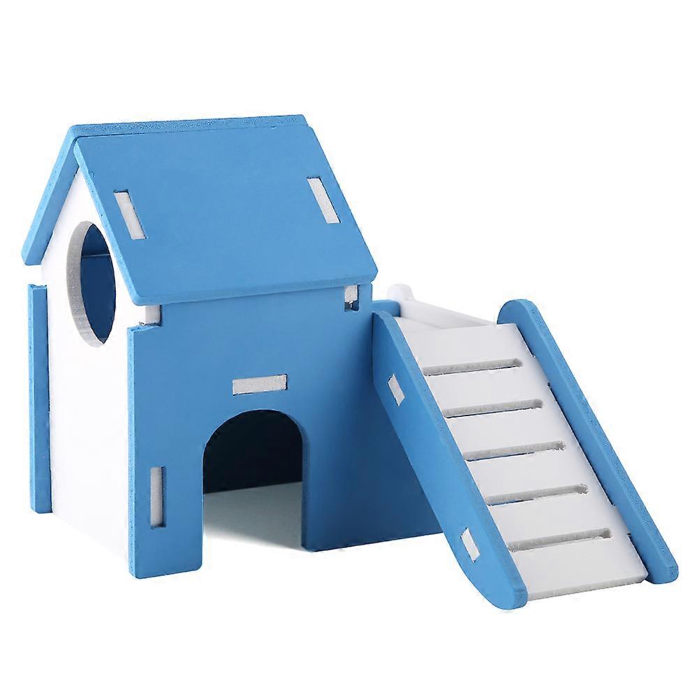 Hamster House Cute Wooden Double Layer Sleeping House with Playground Slide
