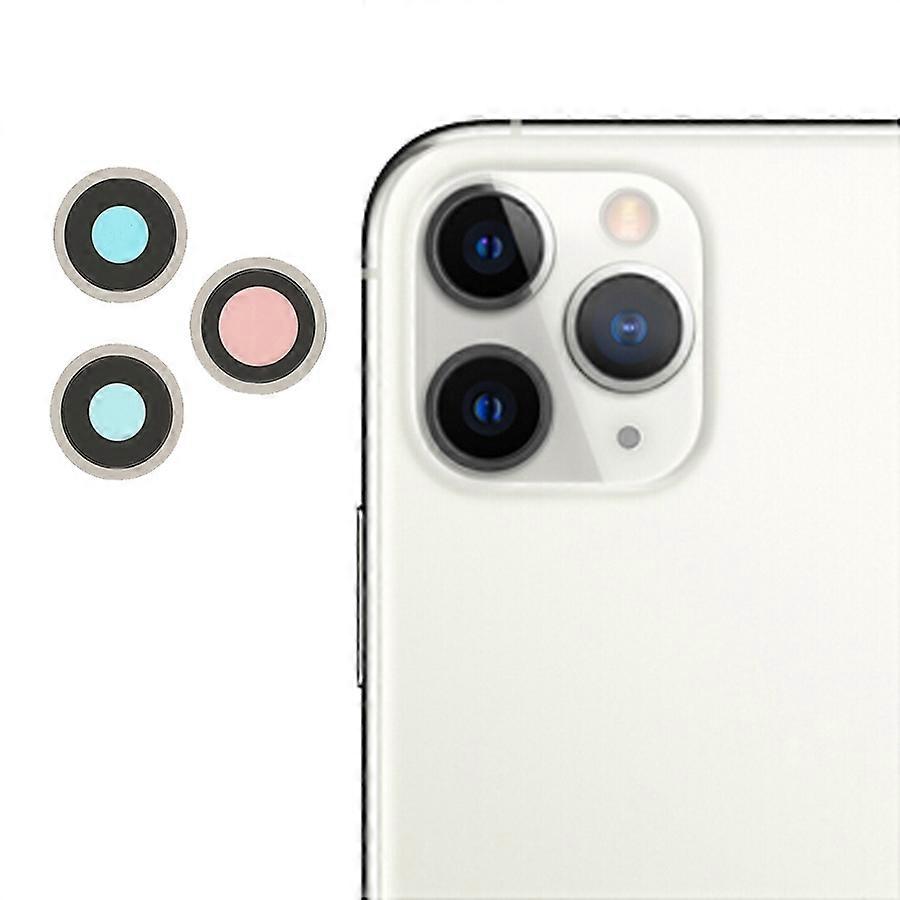 For iPhone 11 Pro Max/11 Pro 1 Set Rear Back Camera Lens Ring Cover with Glass Lens (without Logo)