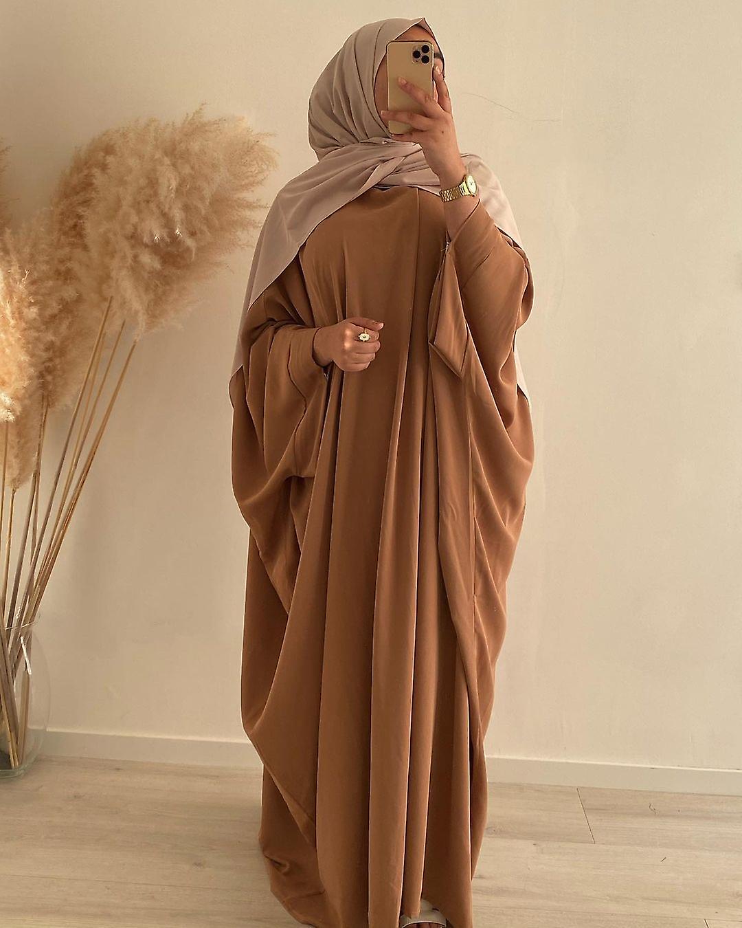 Ramadan Batwing One Piece Prayer Abaya Dubai Nida Muslim Hijab 