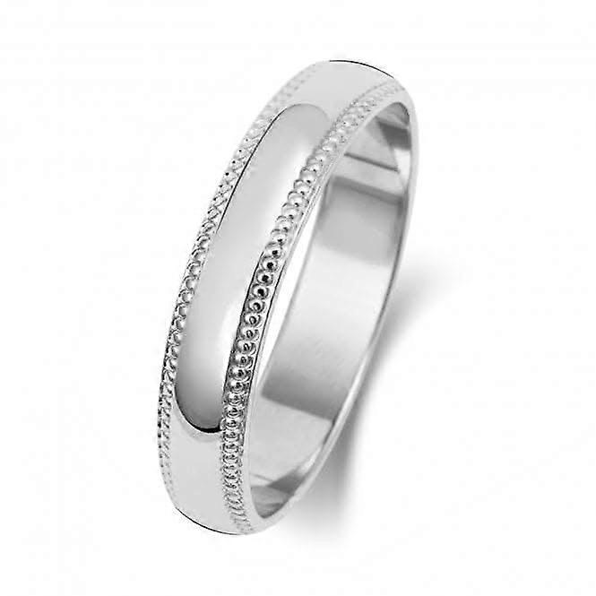 Trauring 18K D Form Millgrain 4 mm-1,2 Trauring WQ184WM