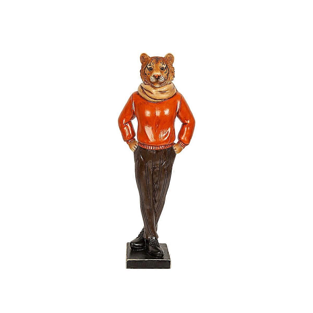 Decorative Figure Romimex Red Resin Tiger 14 x 37 x 10 cm