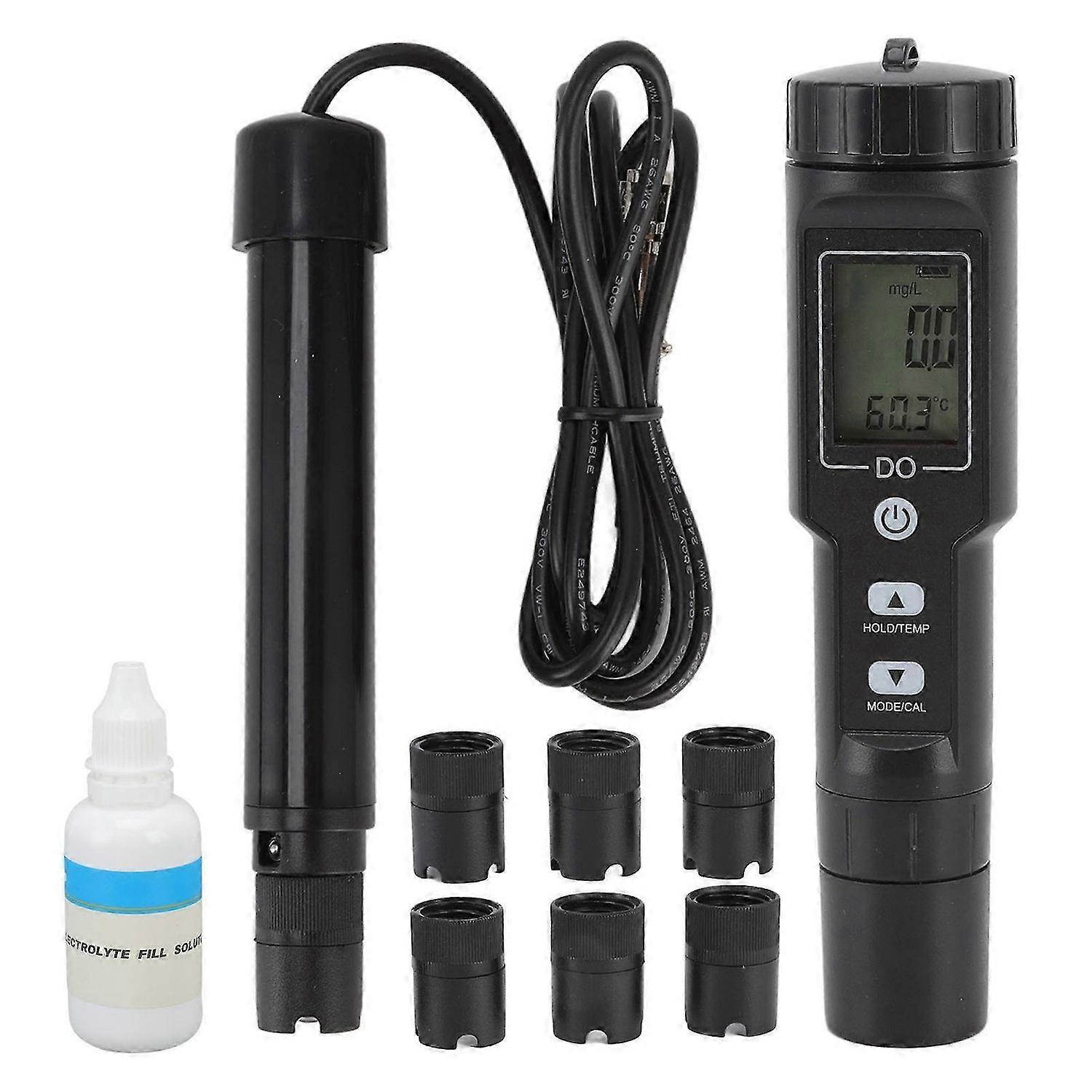 Detachable Probe Dissolved Oxygen Meter with Digital Screen for Aquarium Experiment Research (No Bac