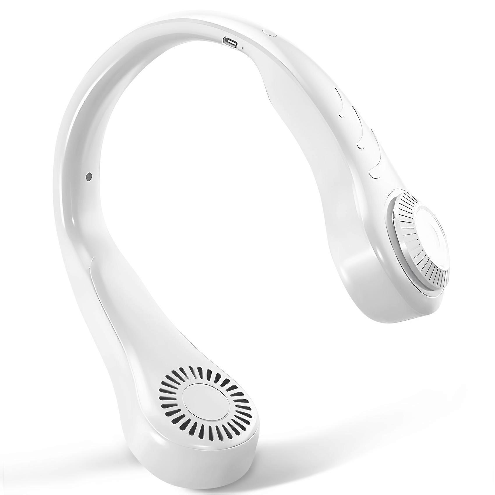 Portable Leafless Hanging Neck Fan,360 Degree Lazy Neckband Fan,White