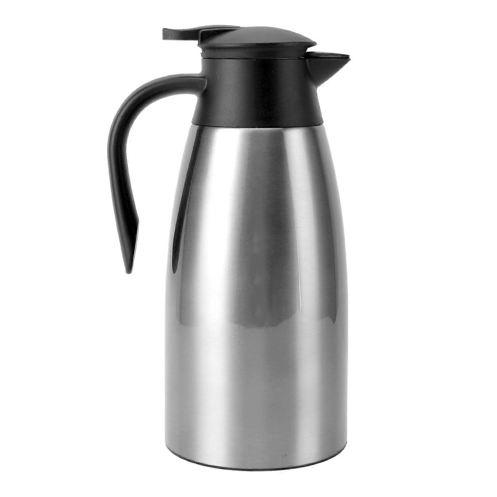 Carafe à café isotherme argentée en acier inoxydable 201, double paroi, 2 L, avec couvercle anti-fuite, distributeur de café sous vide pour hôtel