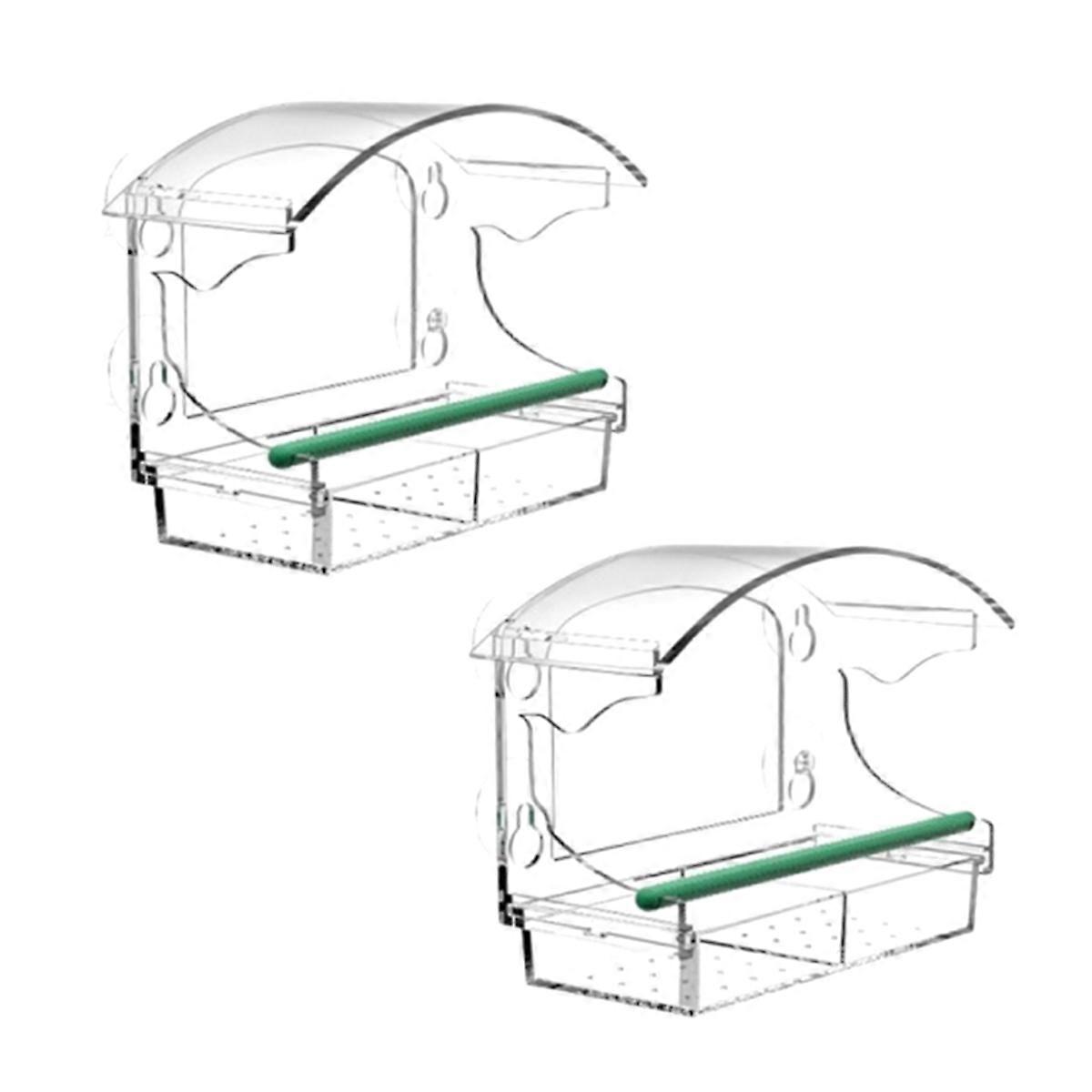 Bird Feeder Acrylic Transparent Window Tray Bird House Pet Feeder
