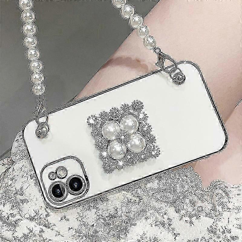 مناسبة لiphone11promax حالة الهاتف المحمول نقي اللون بسيطة بيرل الوقوف