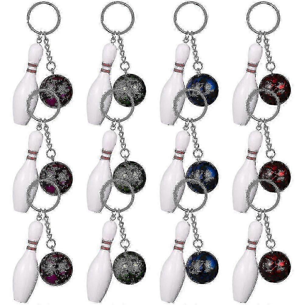 12pcs Decorative Bowling Keychains Bag Backpack Hanging Keychains Decors Small Bowling Keychains