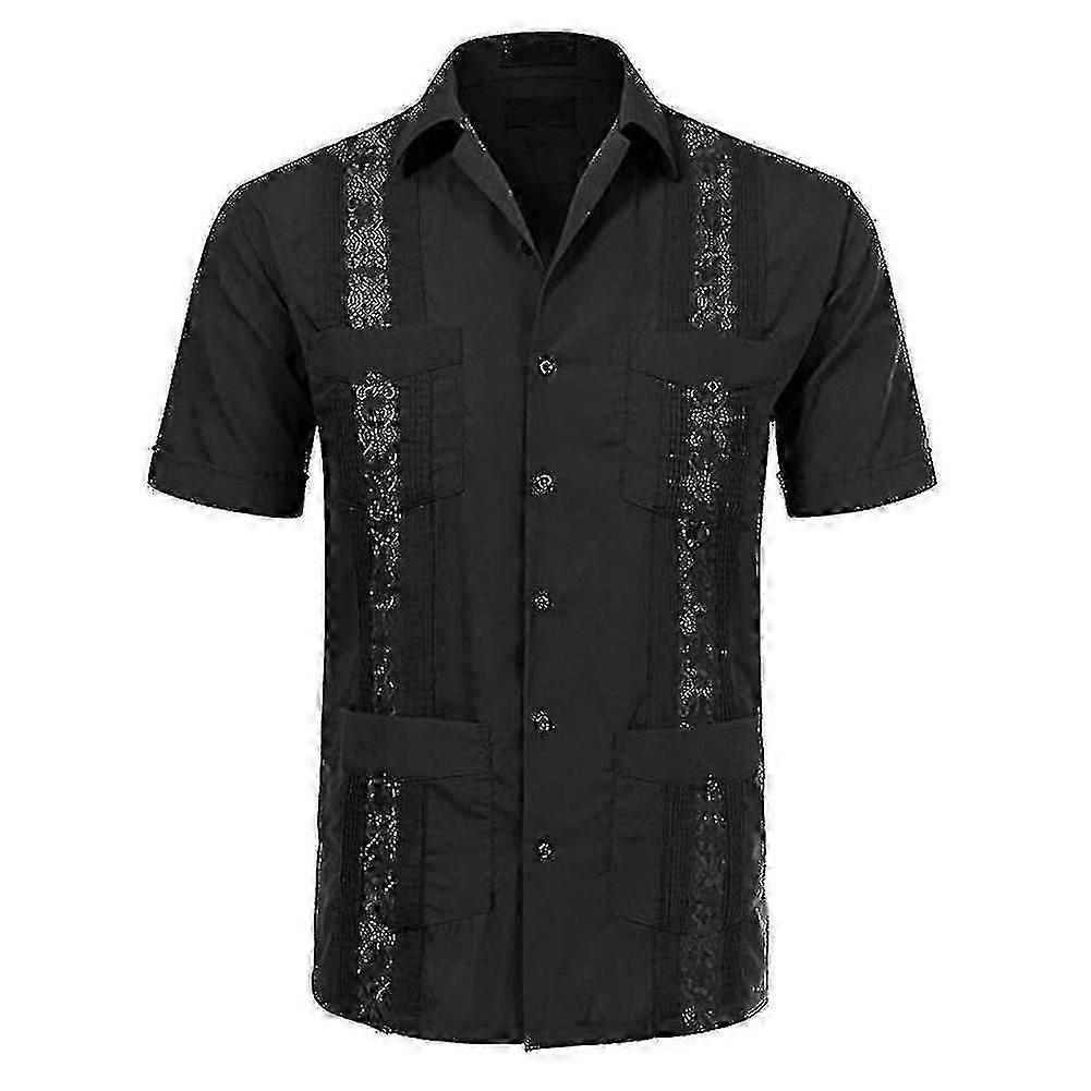 رجالي كم قصير قمم الشاطئ الكوبي جيب قمصان غوايبيرا-جيد