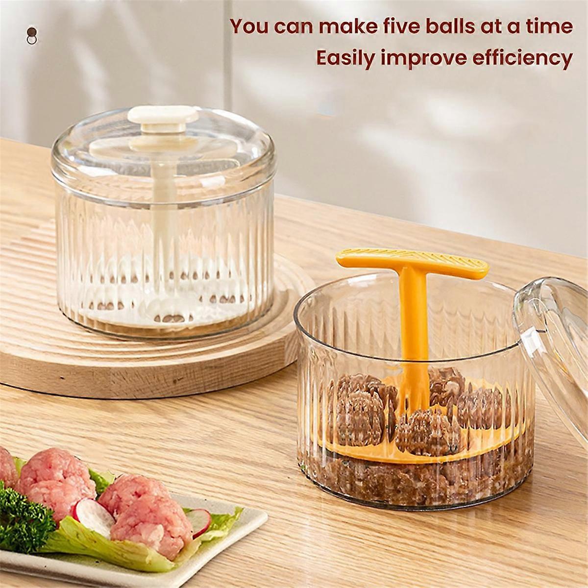 5 Balls Meat Ball Maker Kitchen Meatball Mold, Making Tool orange