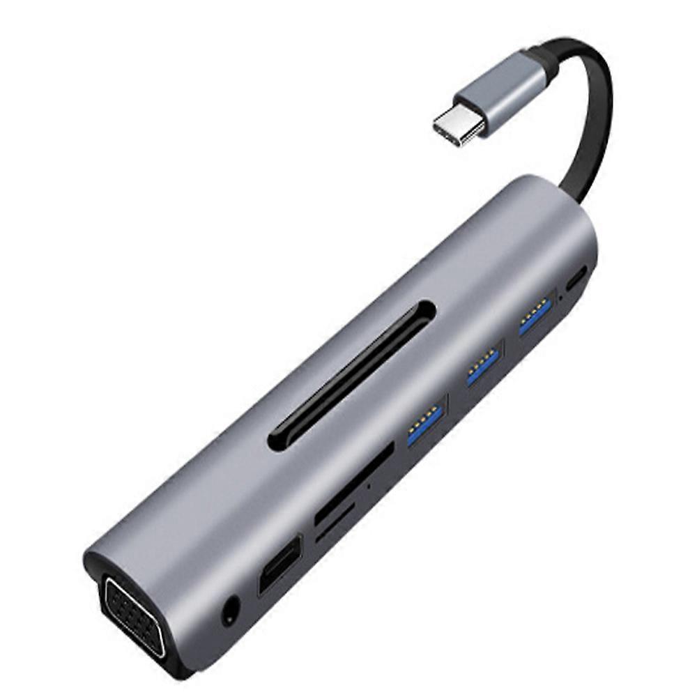 Type-C Hub 9 w 1 wieloportowy adapter dokujący z 4K HDMI, VGA, Type C PD, Ethernet obsługiwany dla MacBooka