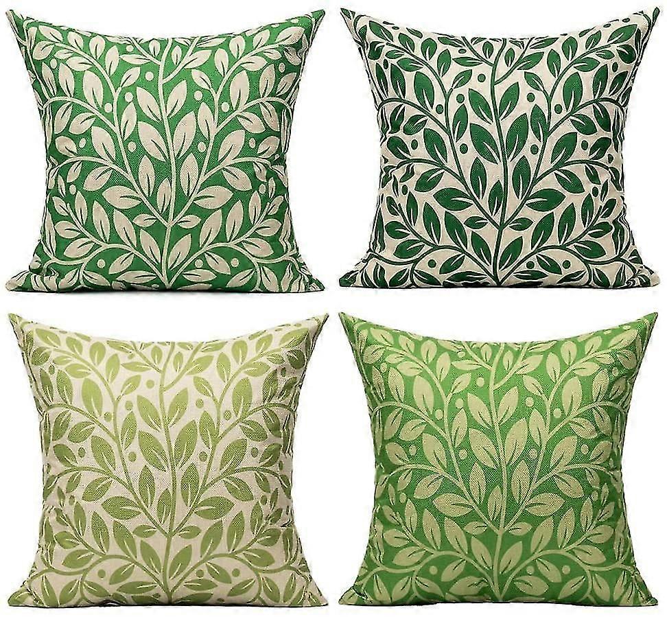 Decorative Green Seamless Leaves Pattern Cushion Covers