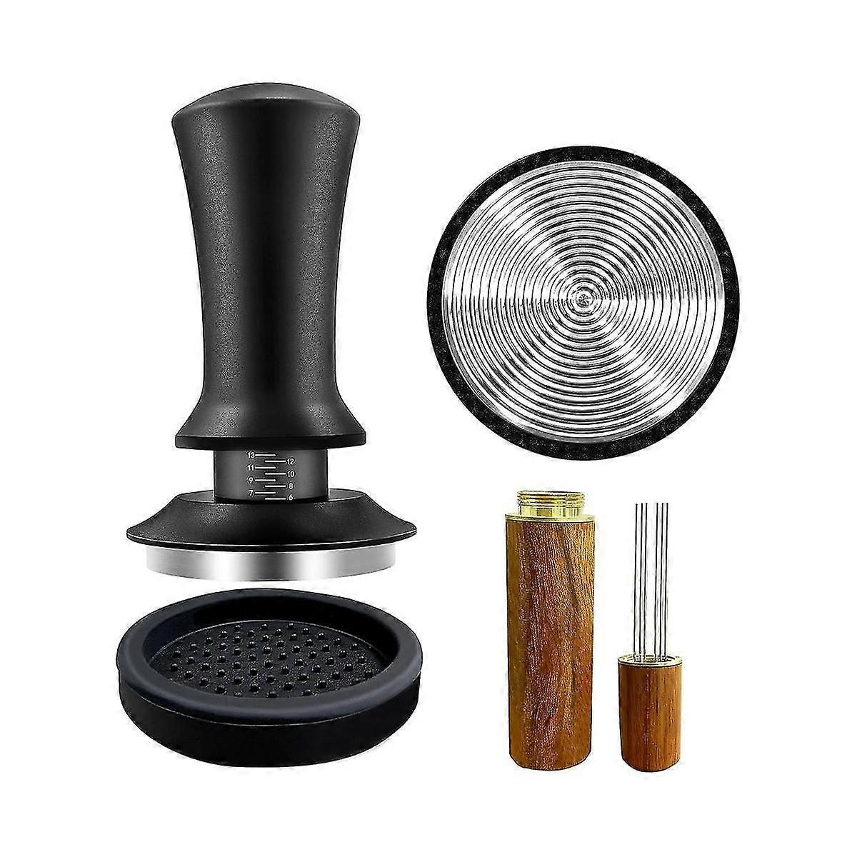 Coffee Espresso Tamper 51mm with WDT Tool Calibrated Spring Loaded, with Silicone Mat, for Espresso