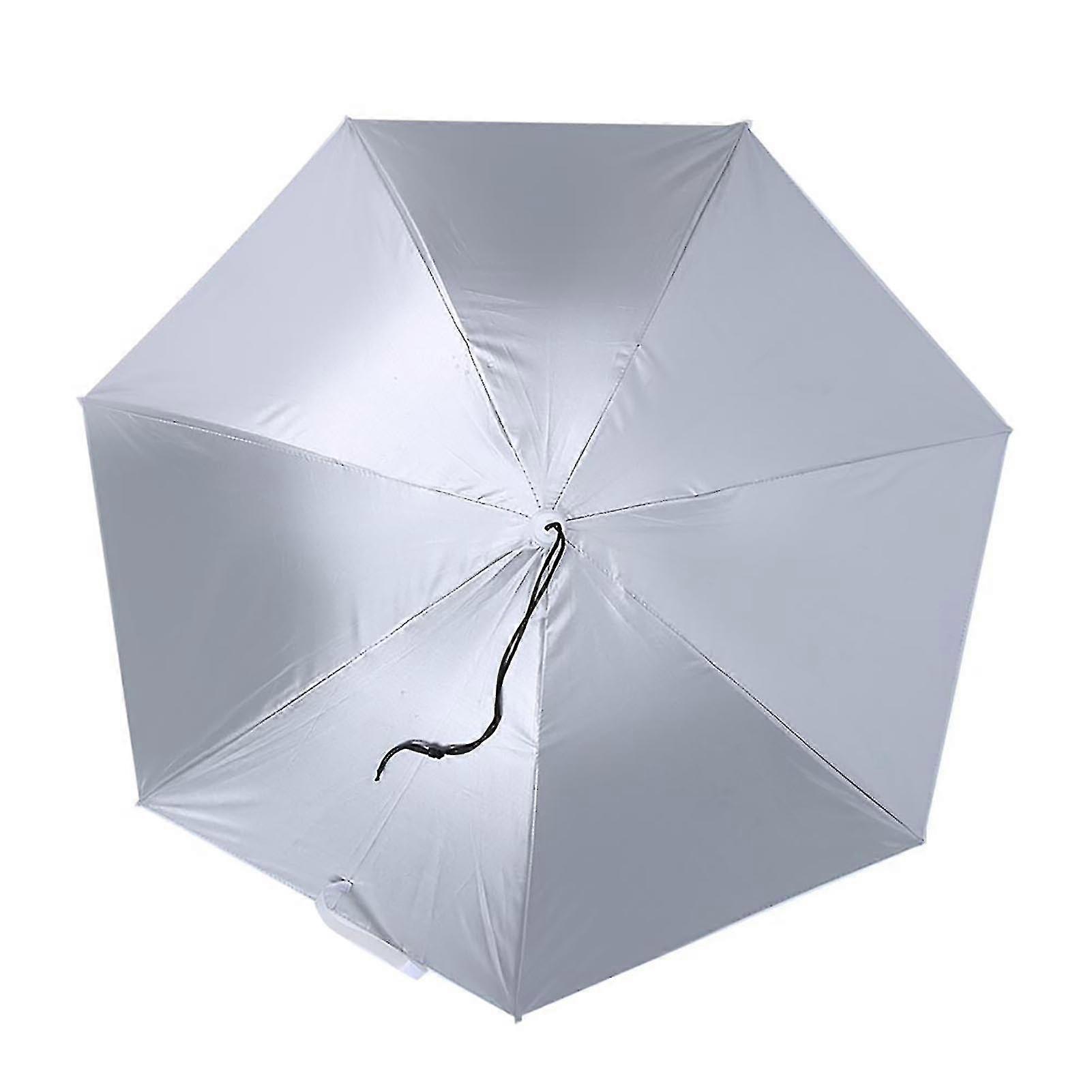 77cm Sunscreen Windproof Head Mounted Umbrella Top Folding Hat Umbrella(Silver Blue)