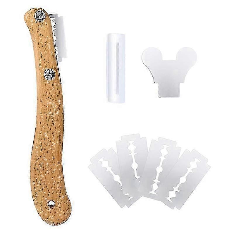 Bread Lame with Wooden Handle, Bread Bakers Lame Slashing Tool, Bread Slicer Cake Cutter, Dough Mak