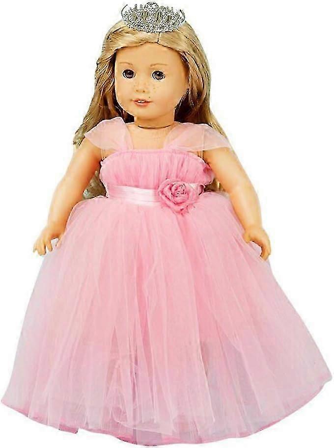 女の子の人形の服やアクセサリー、プリンセスコスチューム、ウェディングドレス、18インチ人形のためのパーティードレス(ピンク)