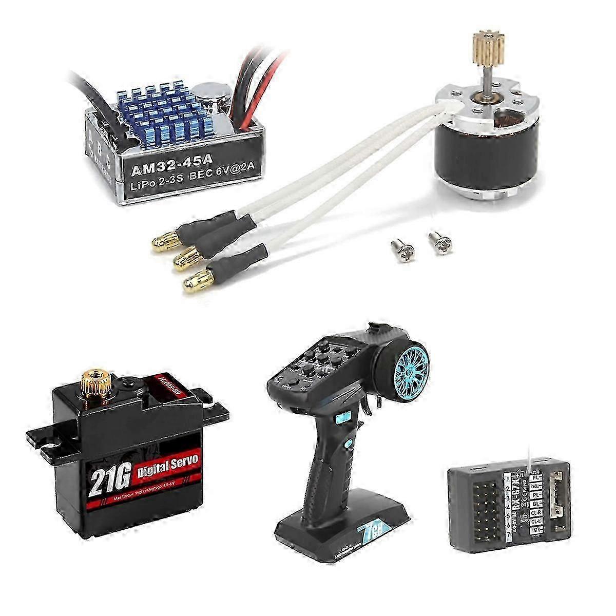 2322 2600KV Brushless Motor 45A ESC 7 Channel mitter Receiver 21g Servo Kit for 1/12 RC Car MN82 MN99S MN168 MN78 DS