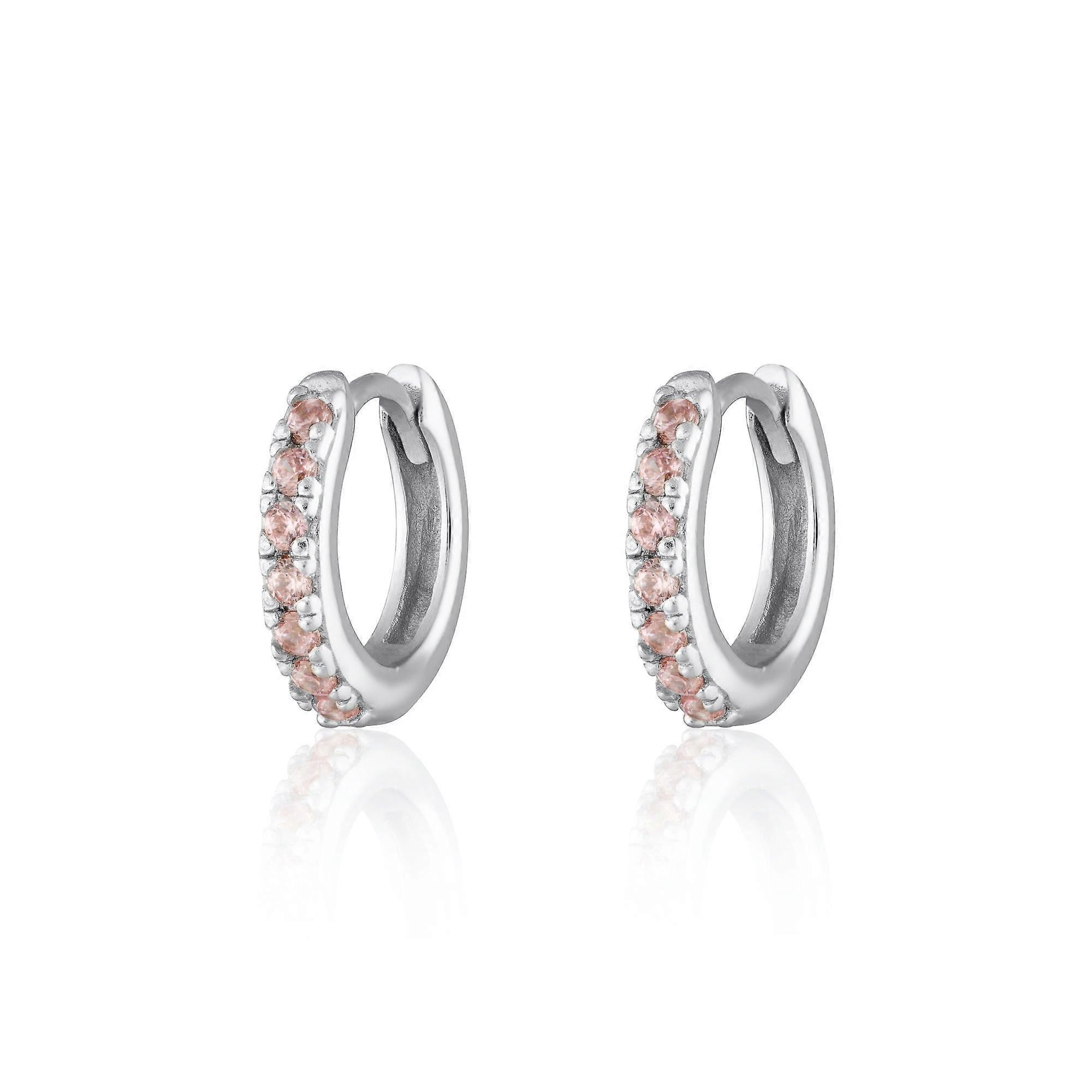 Huggie Earrings With Pink Stones