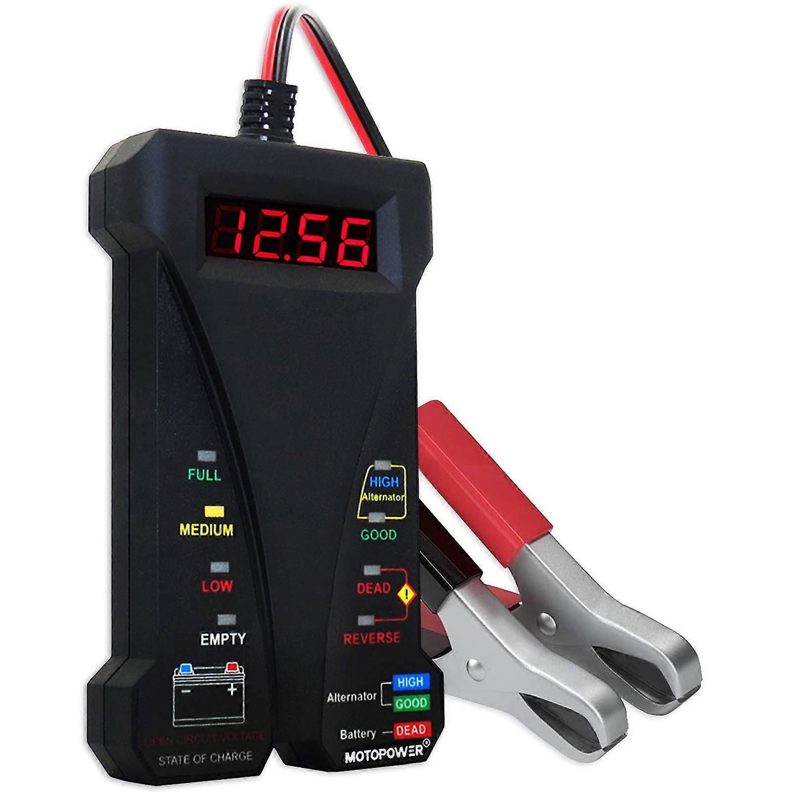 Car Battery Tester Digital Tool with Black Rubber Paint for Automotive Maintenance and Compatibility with Most Vehicles