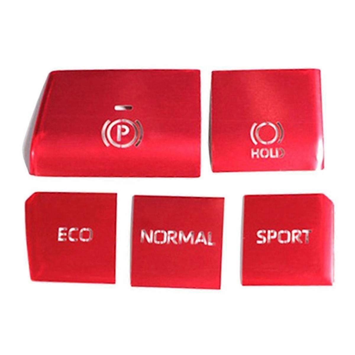 5PCS Red Central Control Gear Button Sticker Multimedia Button Cover Trim for 2019-2021
