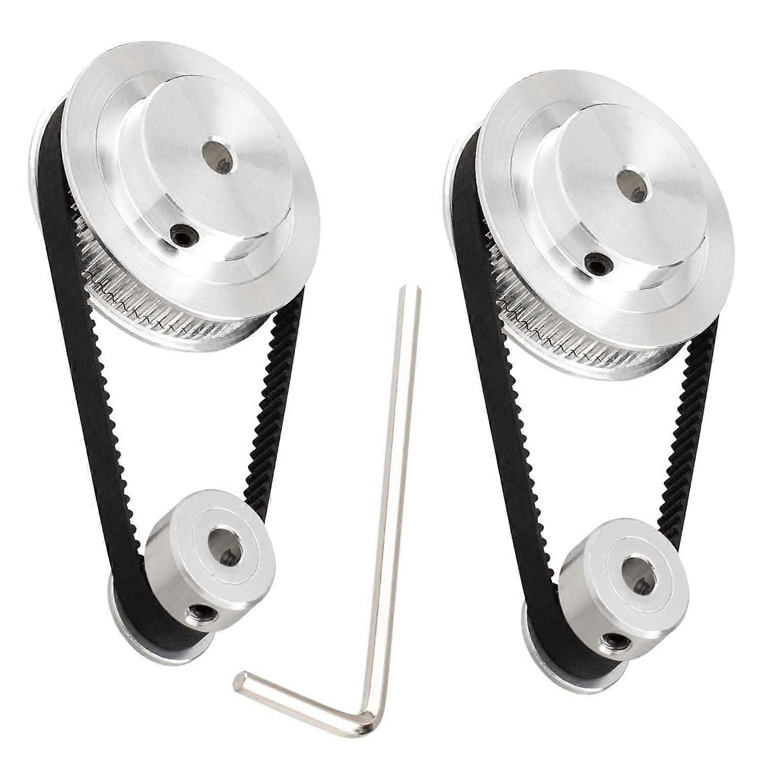 2PCS Set GT2 Synchronous Wheel 2080 Teeth 8mm Bore Aluminum Pulley Timing with 2PCS Length 250mm Width 6mm Belt (2080T8B6)