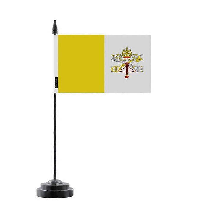 Table Flag - Vatican - 14 x 21 cm - Polyester - Plastic Pole - Double-Sided Print