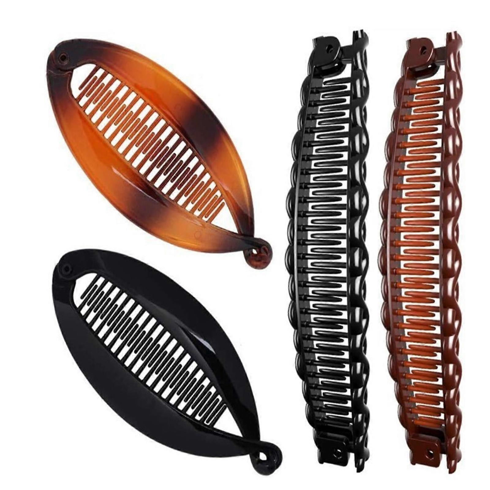 Multiuse Hair Styling Banana Clip Set Of 4 For Creating Fashion Updos And Comfortable Hairstyles of Various Occasion Set 7