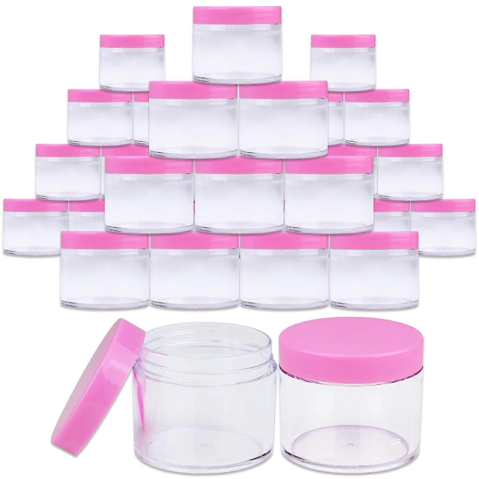 60 Grams/60 ML Clear Plastic Storage Jars with Pink Lids for Travel, Makeup, Lotion, Scrubs, Oils, Salves (36 Pack)