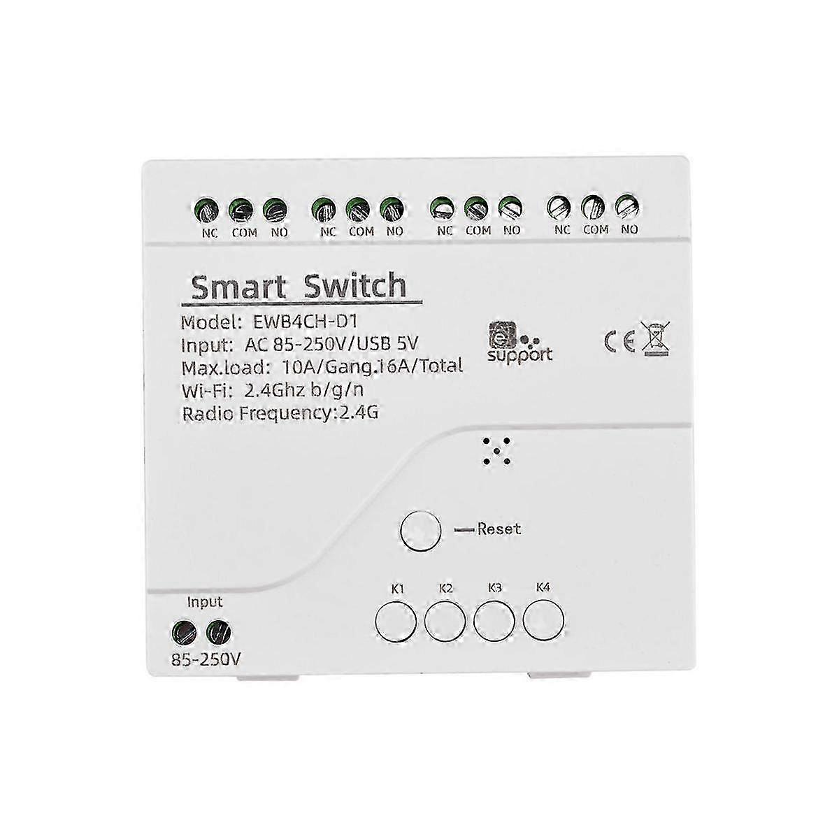 Smart WiFi Bluetooth Switch Relay Module 4CH 85-250V Remote Control Controller for Home Automation