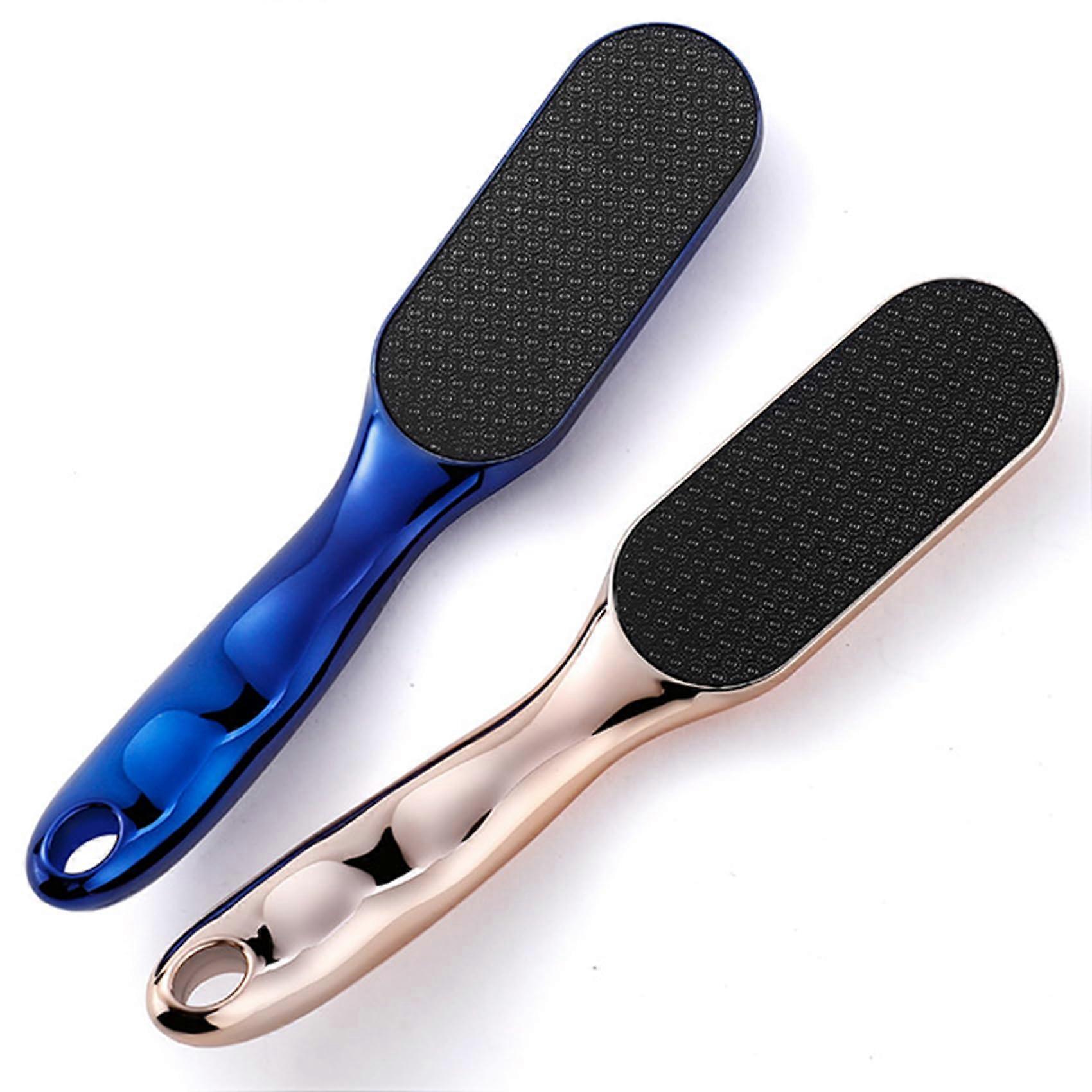Beyond The Cream Foot File Nano Glass, Long Handle Callus Remover, Dead Skin Exfoliator, Professional Pedicure Tool in Gold and Blue